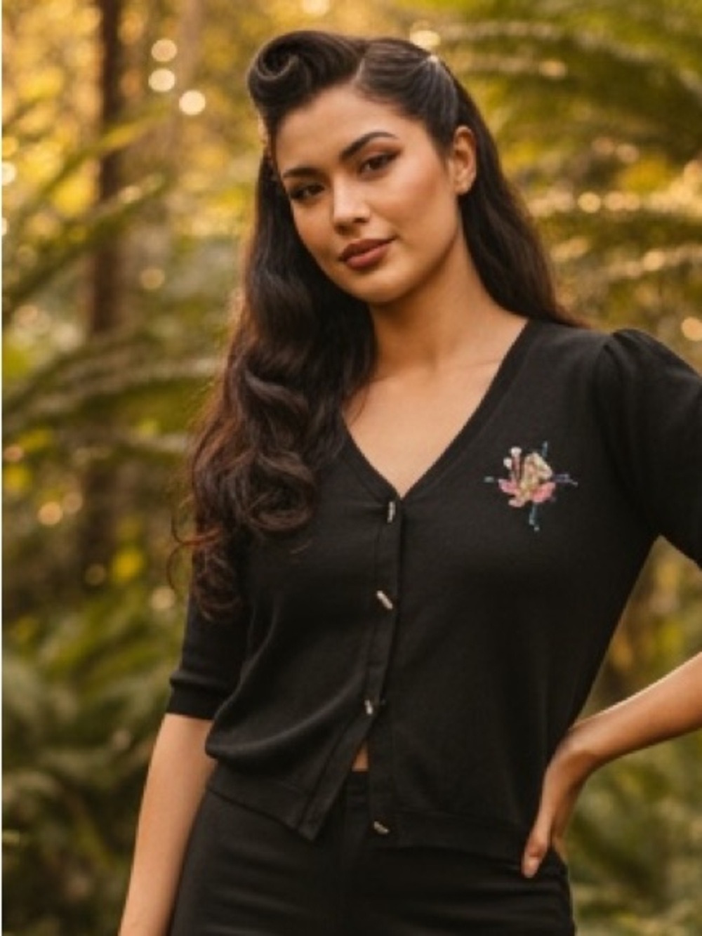 🌺RARE Rock Steady Embroidered Tiki Cardigan, Black, XL, Preowned🌺